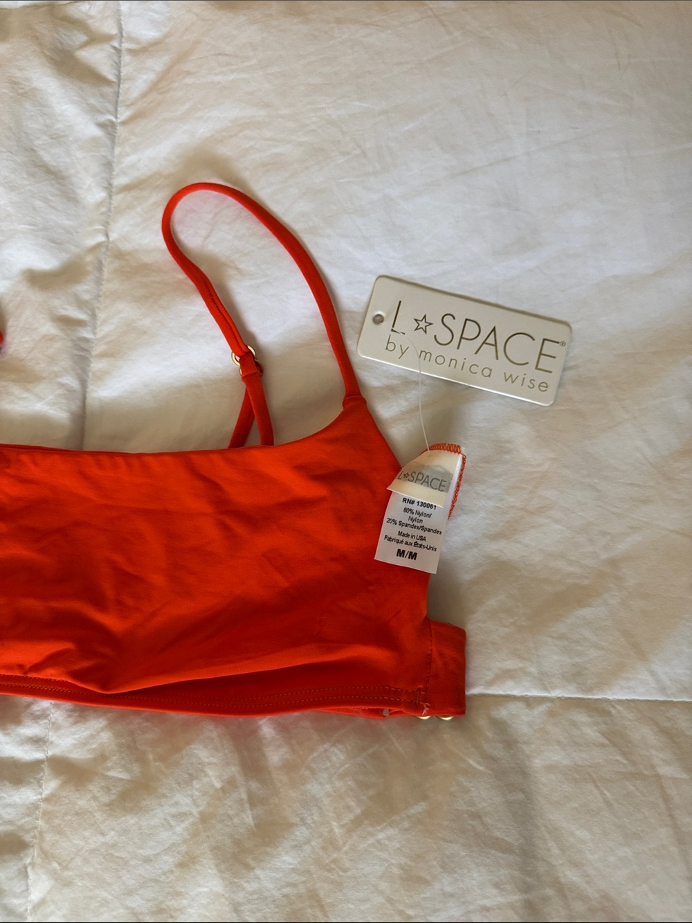 L*SPACE by Monica Wise Women's orange Bikini Top - M (poppy)